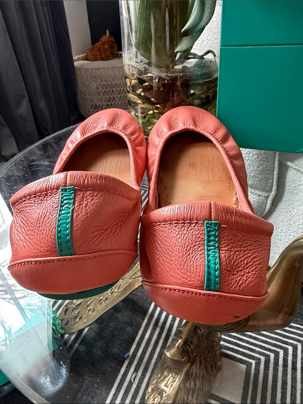 Tieks Peach Poppy Leather Ballet Flats - Soft Slip-On Comfort - Picture 3 of 7